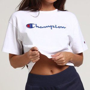 Champion Ladies' White Cropped Heritage T-Shirt.